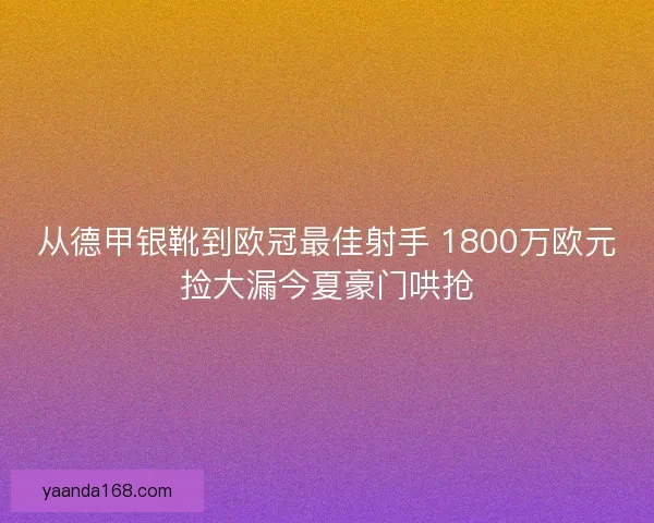 从德甲银靴到欧冠最佳射手 1800万欧元捡大漏今夏豪门哄抢